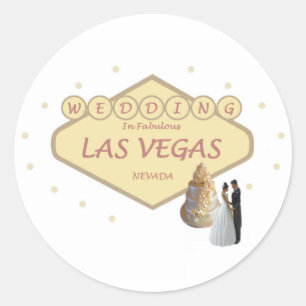 Redonda BODA en Las Vegas B&G con Pegatina Pastel