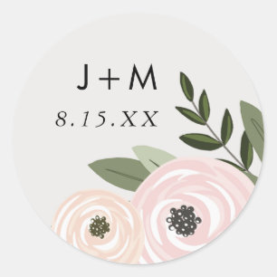 Redonda Boda floral Pegatina Sprigs