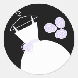 Redonda Boda Gown Purple pegatina negro redondo