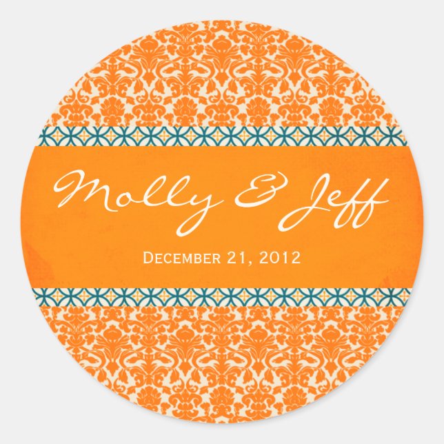 Redonda Boda Gracias Pegatina (Anverso)