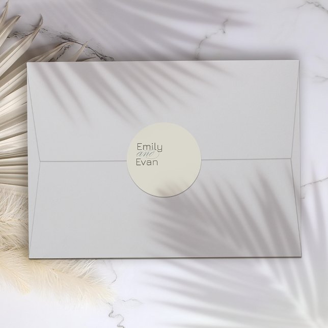 Redonda Boda Neutral Minimalista moderno Pegatina (Subido por el creador)