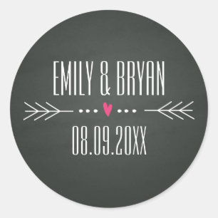 Redonda Boda Pegatina Chalkboard