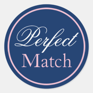 Redonda boda Pegatina Rubor Pink/Navy "Perfect Match"