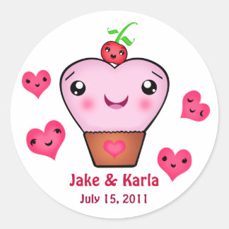 Redonda Boda personalizada / Pegatina Kawaii Parejas