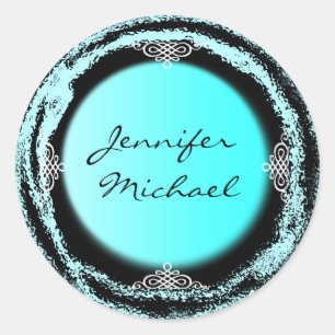 Redonda Boda Relieve metalizado Pegatina Groom Turquoise