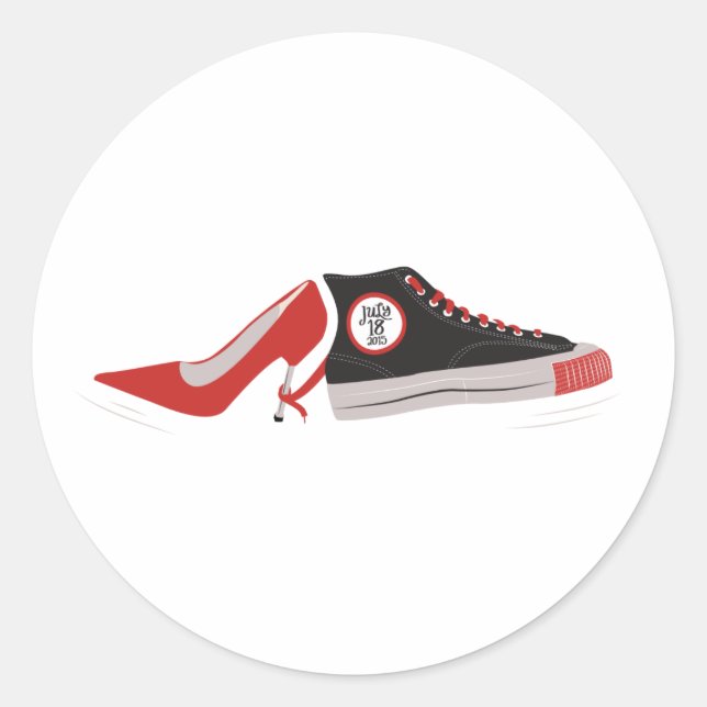 Redonda Boda Shoes Pegatina (Anverso)