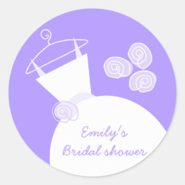 Redonda Boda vestido pegatina "Bridal Shower" púrpura