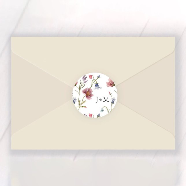 Redonda Boda Wildflowers Pegatina Redondo Clásico (Subido por el creador)