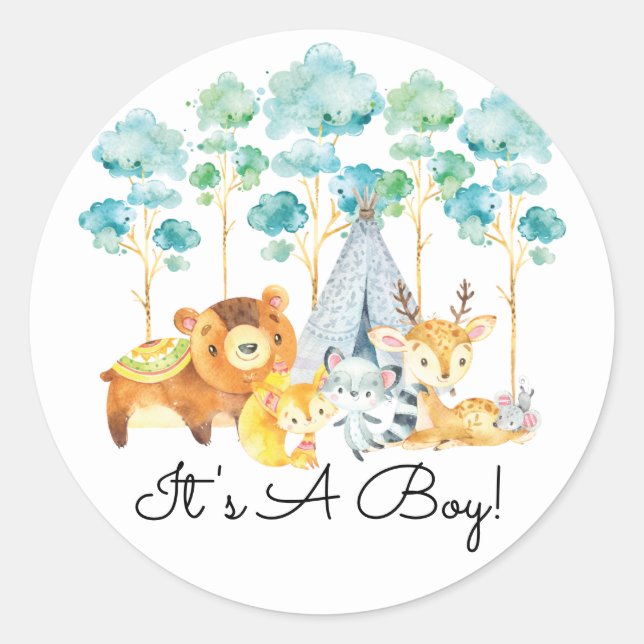 Redonda Bodega tribal anima a Pegatina a favor de niño (Anverso)