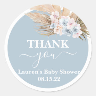 Redonda Bohemian Pampas Grass Baby Shower Round Pegatina