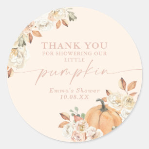 Redonda Boho Fall Pumpkin Gracias Por Favor Pegatina