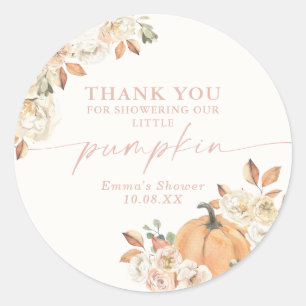Redonda Boho Fall Pumpkin Gracias Por Favor Pegatina