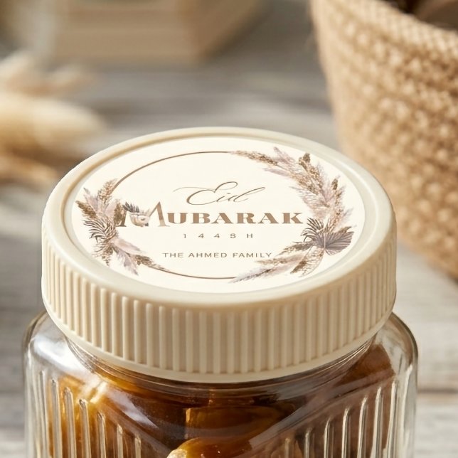 Redonda Boho Floral Eid Mubarak Pegatina (Subido por el creador)