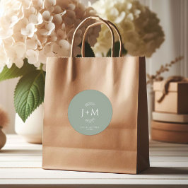 Redonda Boho Floral Sage Green Boda Pegatina