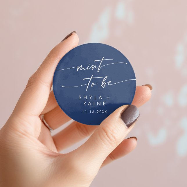 Redonda Boho Moda Real  Azul Moneda A Ser Pegatina Favor (Boho Chic Royal Blue Mint To Be Favor Sticker)