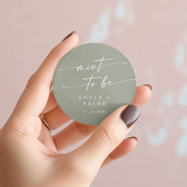 Redonda Boho Moda Sage Green Mint to Be Favorito Pegatina (Boho Chic Sage Green Mint To Be Favor Sticker)