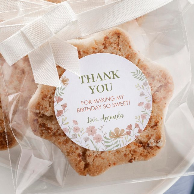 Redonda Boho Pegatina de Flor Silvestre Favor de las Etiqu (Subido por el creador)