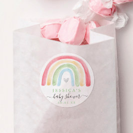 Redonda Boho Rainbow Baby Shower Favor Pegatina