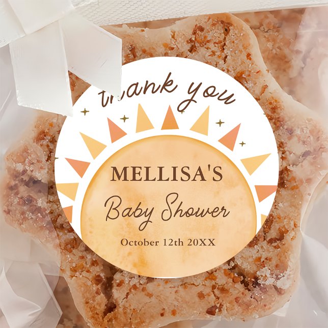 Redonda Boho Sunshine Baby Shower Pegatina (Subido por el creador)