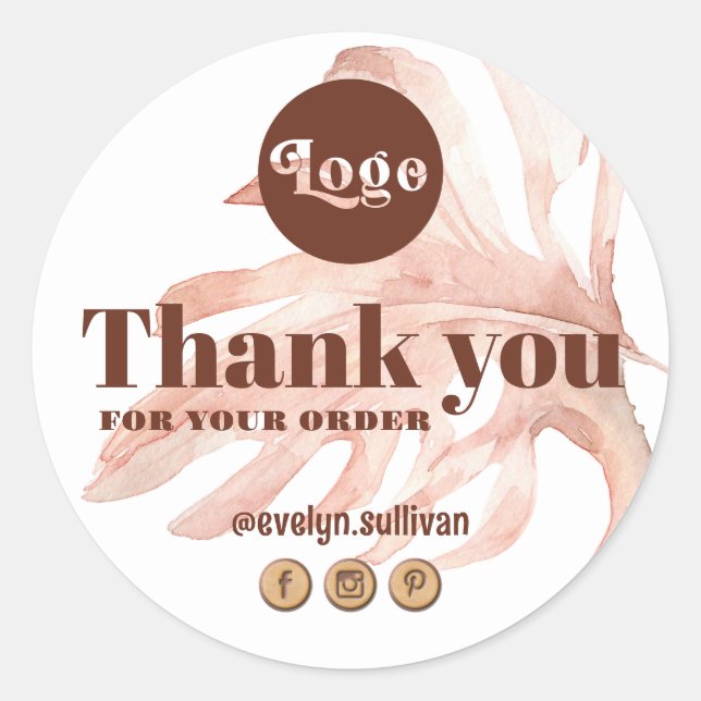 Redonda boho tropical gracias pegatina (Anverso)