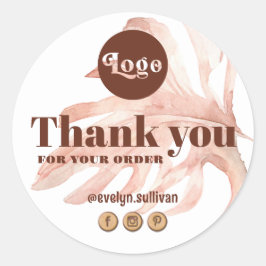 Redonda boho tropical gracias pegatina