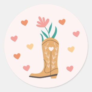 Redonda Boho Western Boot & Hearts Pegatina