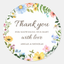 Boho Wildflower Baby Shower Gracias Pegatina