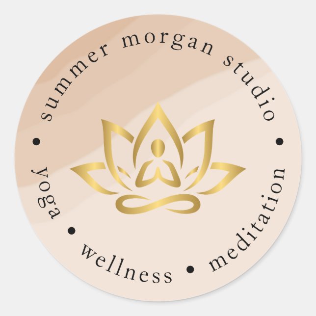 Redonda Boho Yoga Studio Logo Pegatina (Anverso)