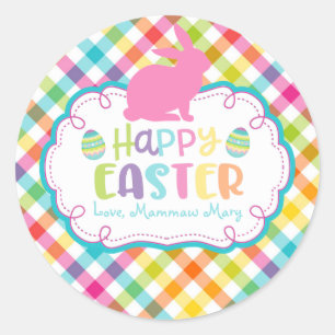 Redonda Bonito feliz pegatina personalizado de Pascua