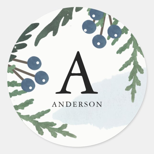 Redonda Bonito feriado - Monogramado Pegatina (Anverso)