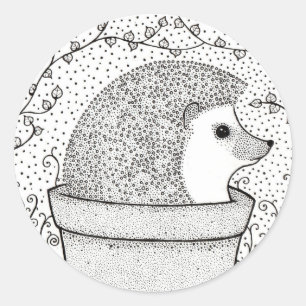 Redonda Bonito Pegatina Hedgehog