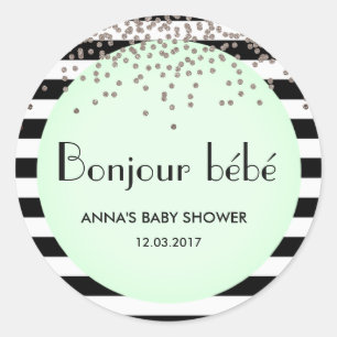 Redonda Bonjour bebe pegatina de ducha de inspiración fra