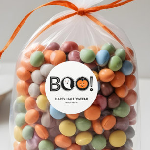 Redonda ¡Boo! Feliz Pegatina de Halloween