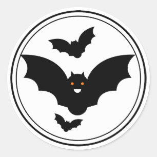 Redonda ¡Boo! Pegatina Bats de Halloween