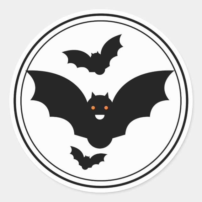 Redonda ¡Boo! Pegatina Bats de Halloween (Anverso)