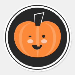 Redonda ¡Boo! Pegatina de calabaza de Halloween