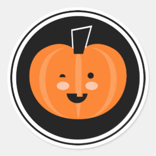 Redonda ¡Boo! Pegatina de calabaza de Halloween