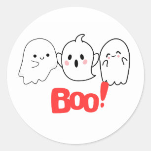 Redonda ¡Boo! Pegatina de Halloween Decoración divertida