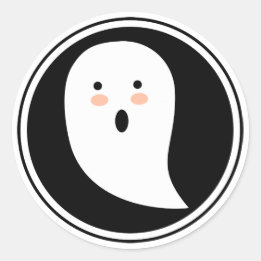 Redonda ¡Boo! Pegatina fantasma de Halloween