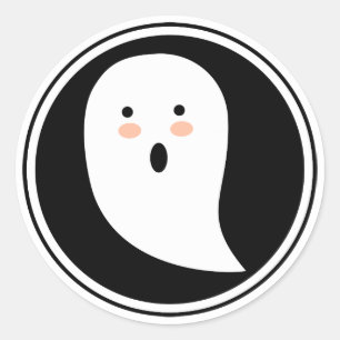 Redonda ¡Boo! Pegatina fantasma de Halloween