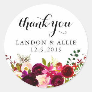 Redonda Borgoña Gracias   PEGATINA