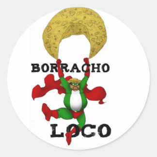 Redonda Borracho Loco Pegatina