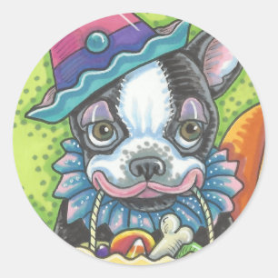 REDONDA BOSTON TERRIER HALLOWEEN PEGATINA DE CORONA ROBADO