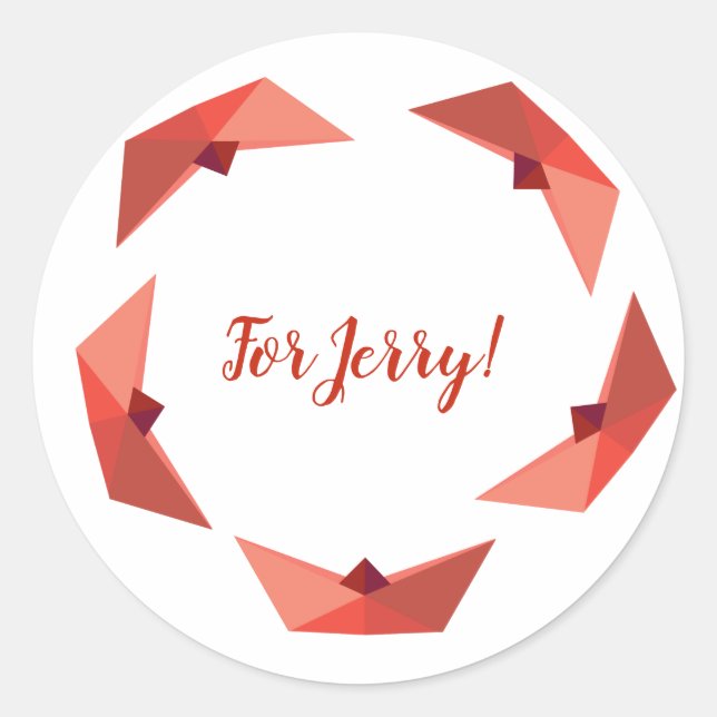 Redonda Bote, Gorra de papel, pegatina de nombres personal (Anverso)