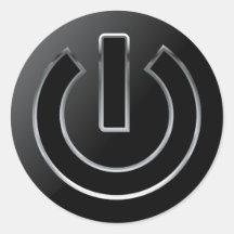 Botón de encendido Pegatina redondo clásico, brill