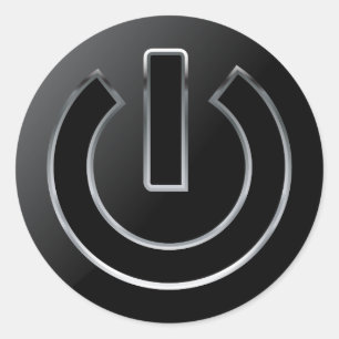 Redonda Botón de encendido Pegatina redondo clásico, brill