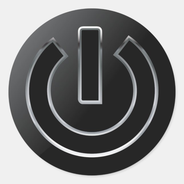 Redonda Botón de encendido Pegatina redondo clásico, brill (Anverso)