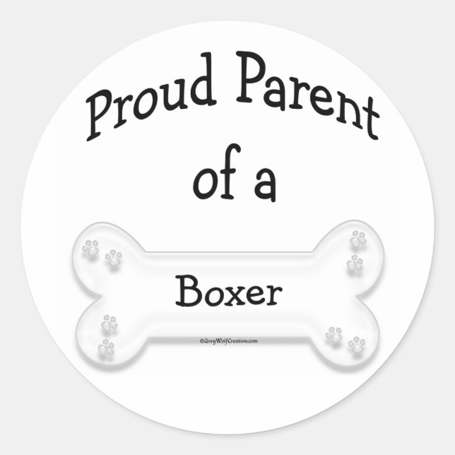 Redonda Boxer Proud Parent Pegatina (Anverso)