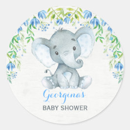 Redonda Boy Elephant Gracias Pegatina Baby Shower Favorece