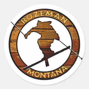 Redonda Bozeman Montana pegatina de círculo de esquí de ma